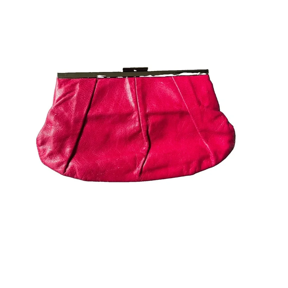 Vintage Banana Republic Y2K Pink 100% Cowhide Leather Clutch  9x6